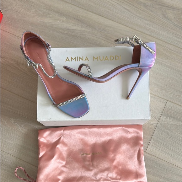 BNIB AMINA MUADDI URSINA CRYSTAL IRIDESCENT HEELS